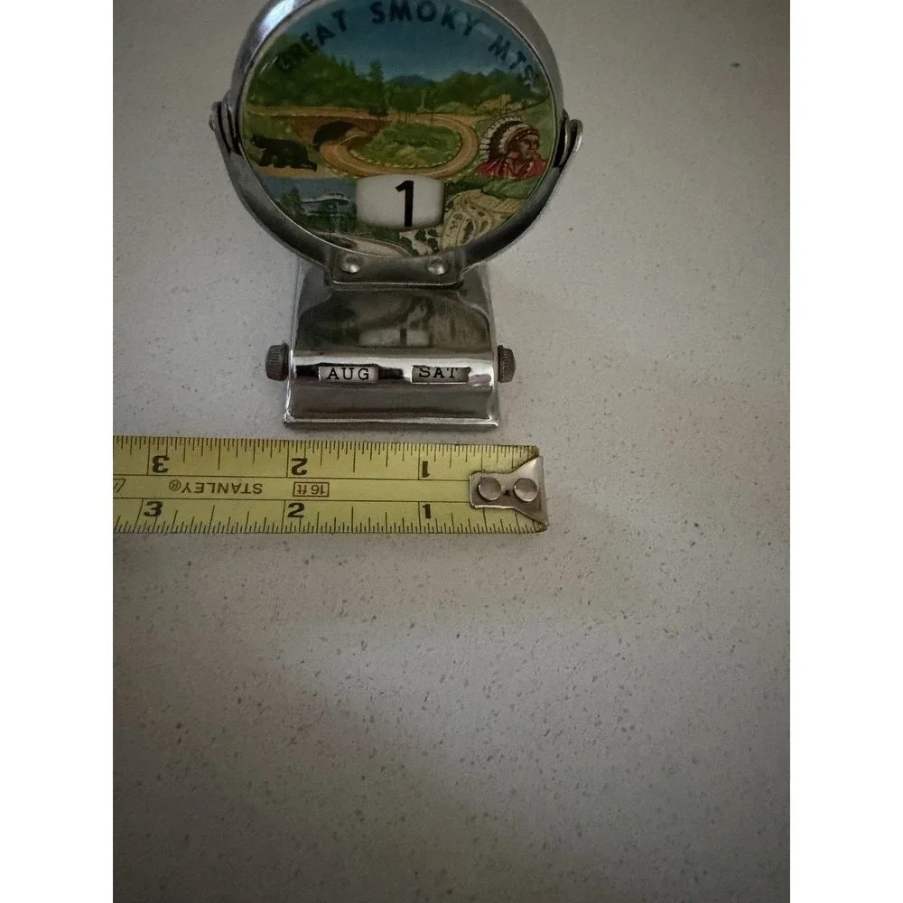 Vintage Great Smokey Mountains Chrome Perpetual Flip Desk Top Calendar 3